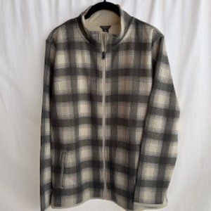 Women's Eddie Bauer Plaid XL Radiator Fleece Mock Neck Full Zip & Hand P…